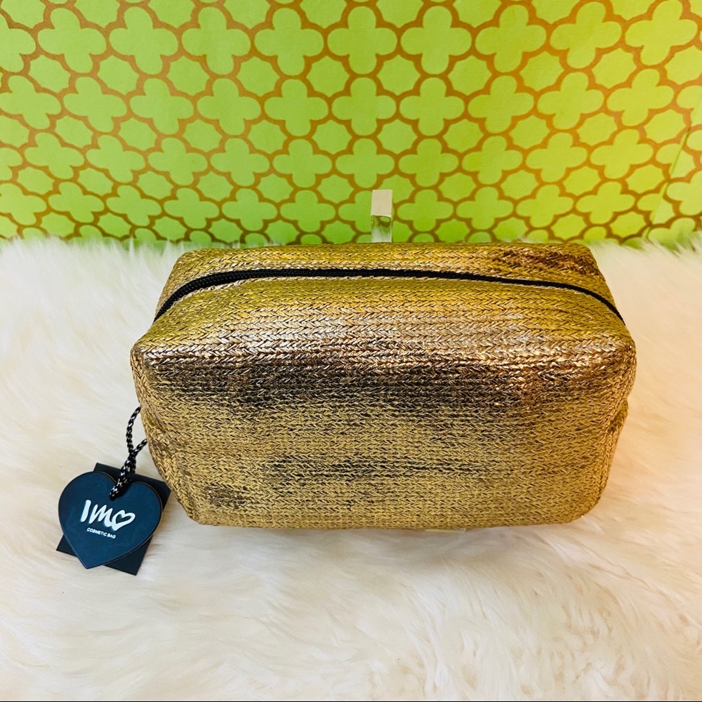 Gold Cosmetic Bag Clutch Glam Luxury Hollywood Regency